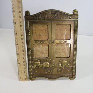 Vintage Cast Brass Baby Nursery Picture Frame 7" tall Dimensional Embossed